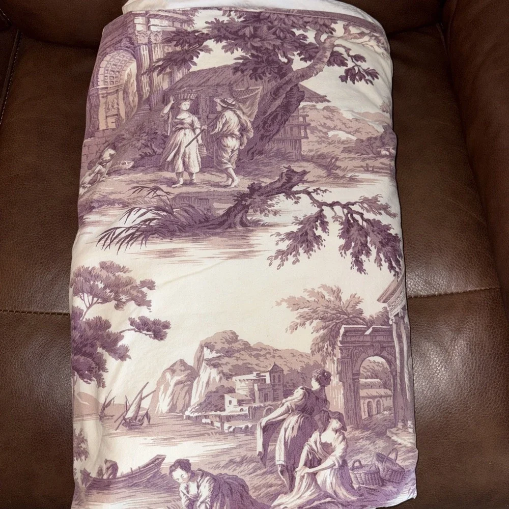 VTG Toile Spa Chinoiserie Custom‎ Made Queen Duvet Cover Soft Lavender 87